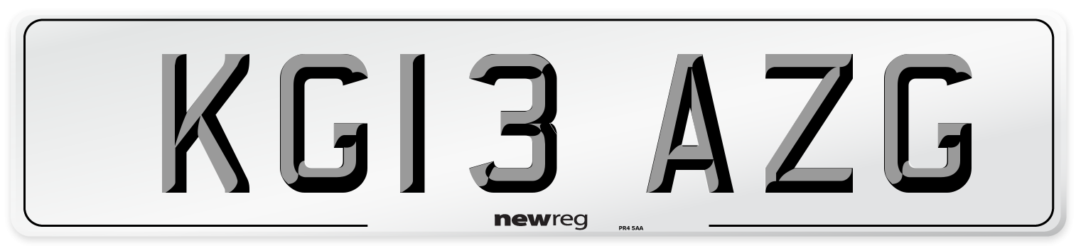 KG13 AZG Number Plate from New Reg